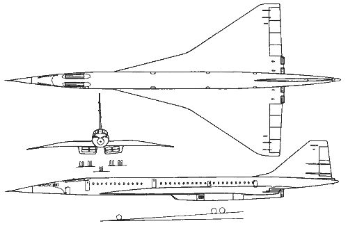 Проекции Ту-144С (серийный)