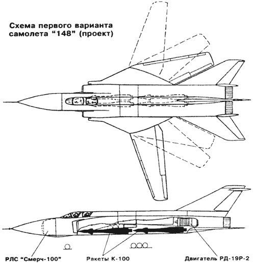 Вариант "148" с изменяемой стреловидностью крыла